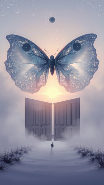 Ethereal Butterfly Gateway, Dreamy Surreal Art