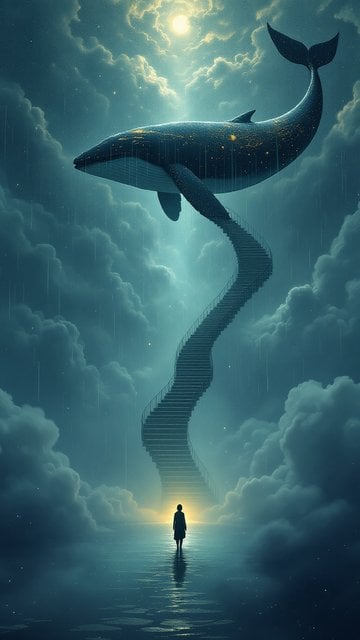 Dreamy Whale Stairway to Sky Wallpaper