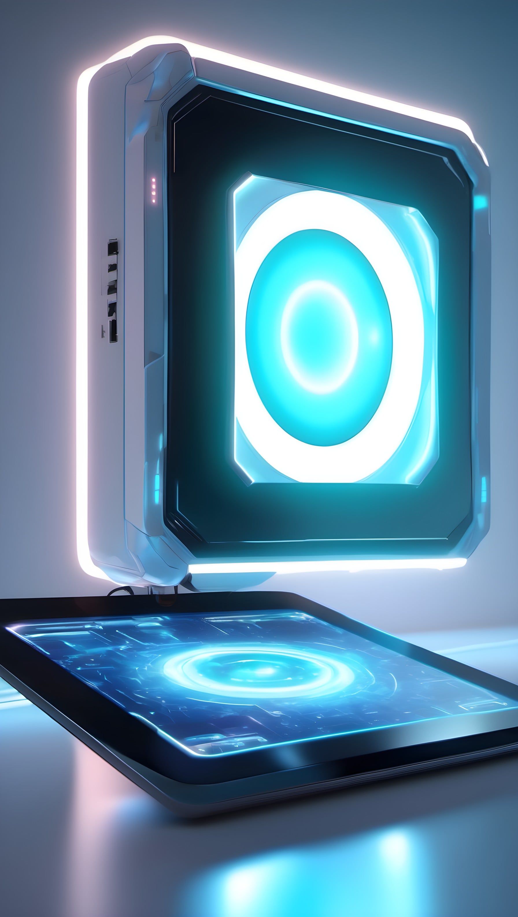 Sleek Sci-Fi Tech with Electric Blue Glow, futuristic, cyberpunk, sci-fi, glowing, electric blue, technology