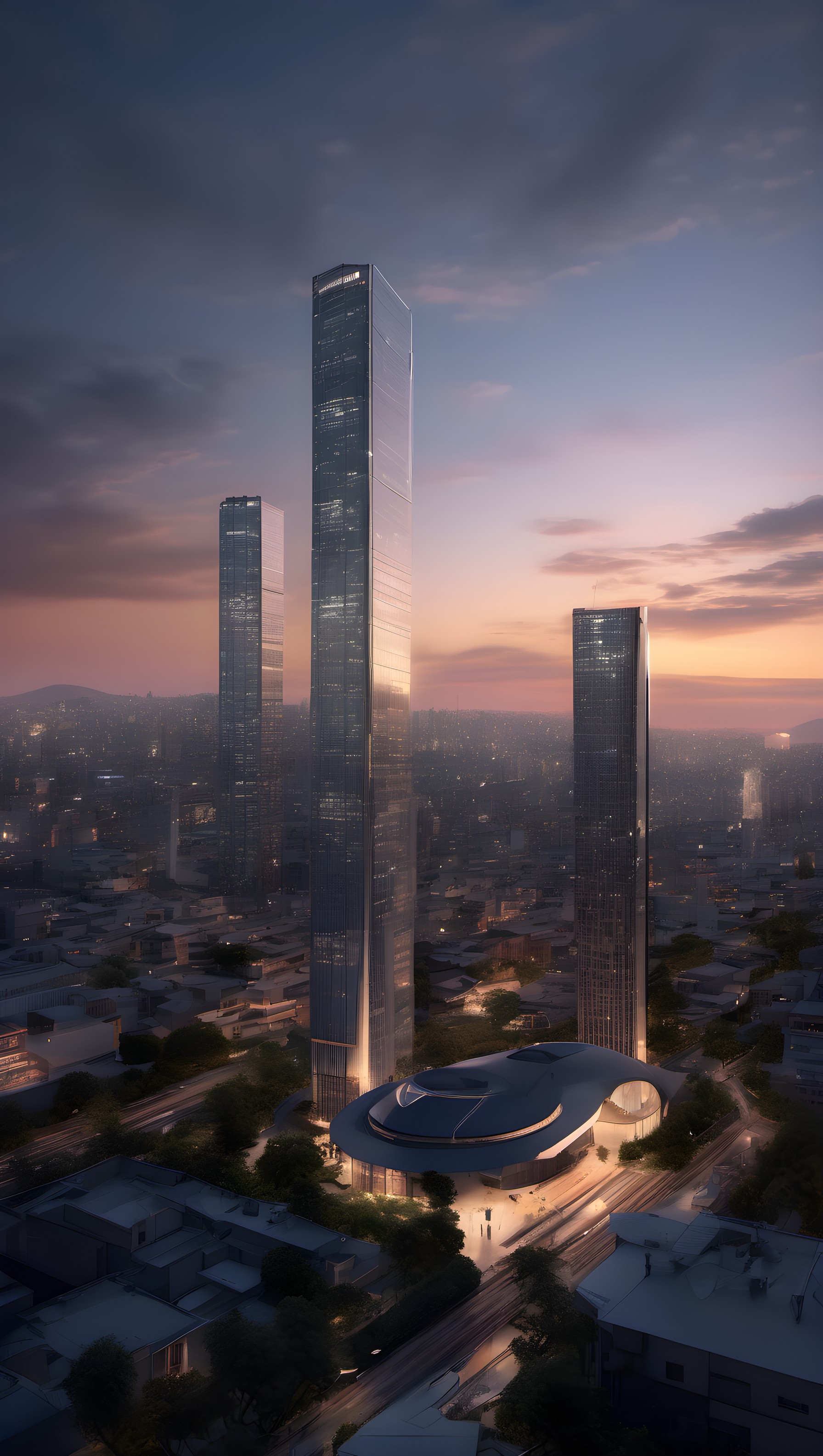 Modern Skyscrapers Sunset Cityscape Wallpaper, skyscrapers, city, twilight, sunset, urban, architecture