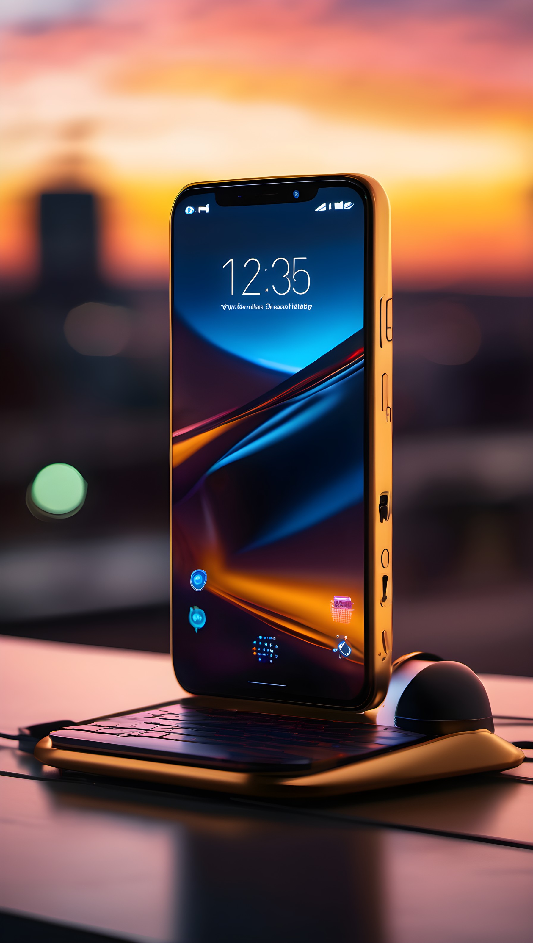 Abstract Gradient Waves Mobile Wallpaper, abstract, gradient, waves, digital art, modern, aesthetic