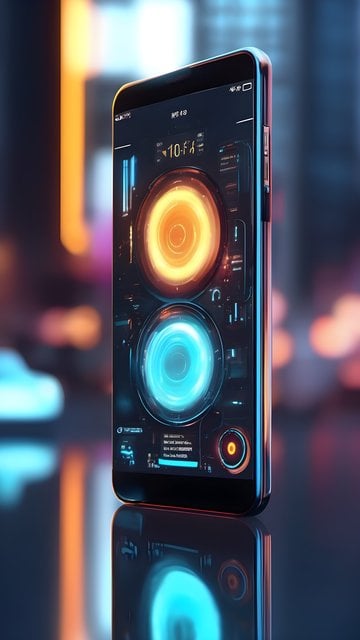 Futuristic Phone UI Neon Glow Aesthetic Wallpaper
