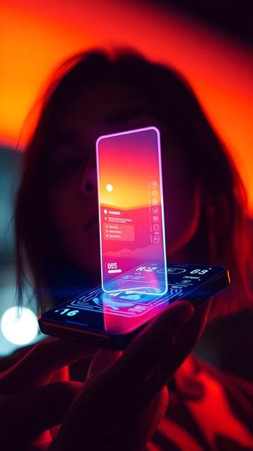 Cyberpunk Neon Phone Glow: Vibrant Futuristic Interface Wallpaper