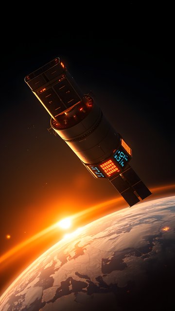 Orbital Satellite Sunrise Space Digital Art