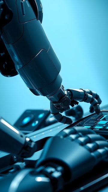 Futuristic Robot Hand Blue Tech Interface Wallpaper