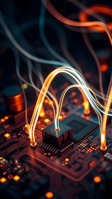 Cybernetic Circuit Board Glow | Futuristic Tech Wallpaper