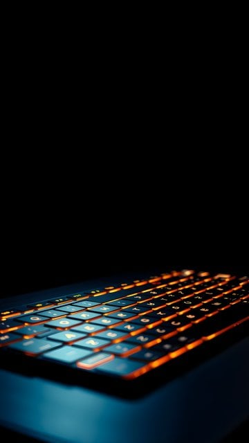 Neon Orange & Blue Backlit Laptop Keyboard