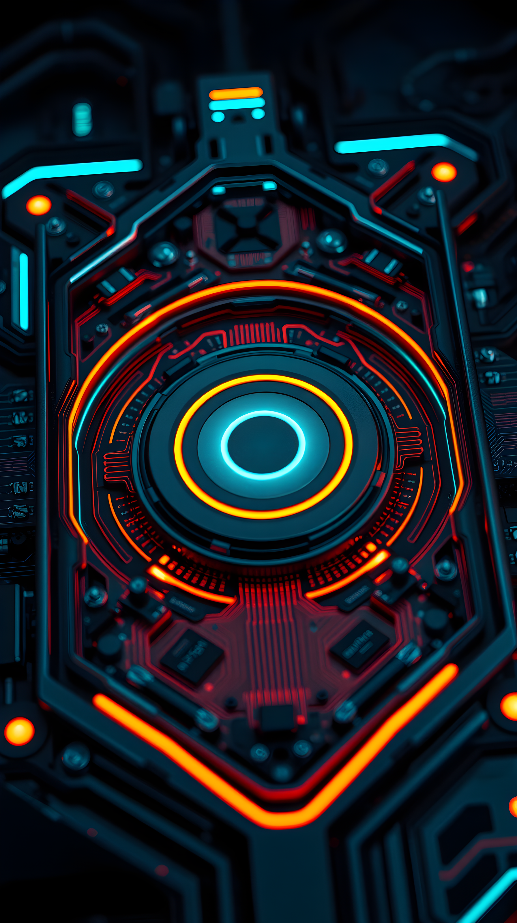 Futuristic Cybernetic Circuitry Neon Glow Wallpaper, futuristic, cyberpunk, neon, circuitry, tech, abstract