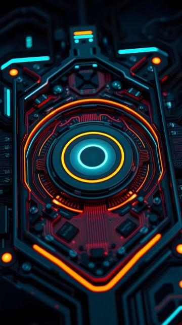 Futuristic Cybernetic Circuitry Neon Glow Wallpaper