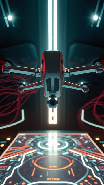 Futuristic Drone in Sci-Fi Control Room Wallpaper