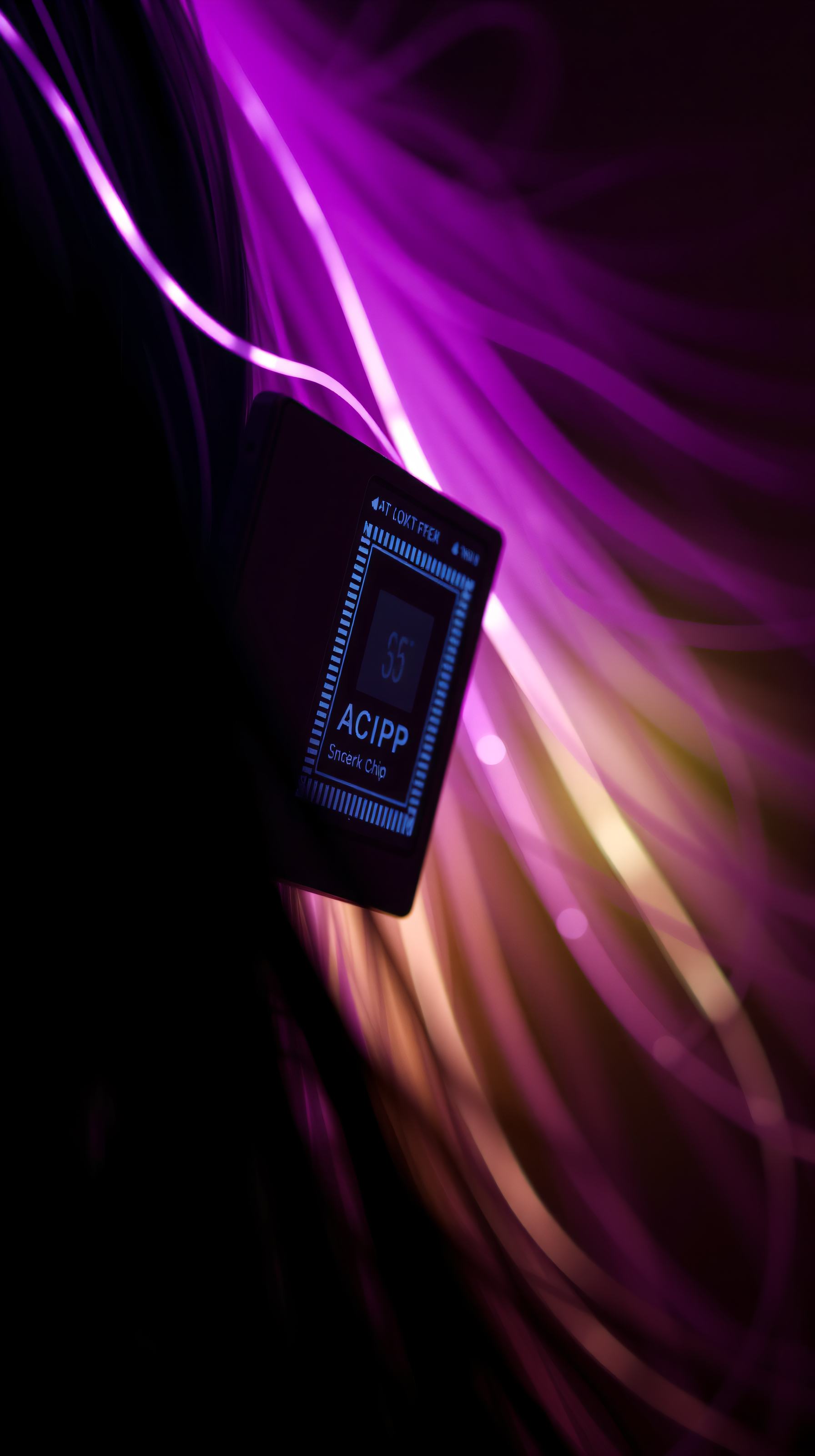 Futuristic Purple Tech Chip Glow Wallpaper, futuristic, tech, purple, chip, abstract, glow