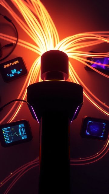 Futuristic Cyber Core & Glowing Data Streams