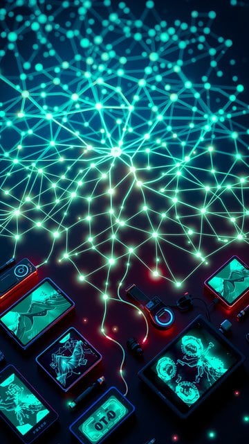 Neon Digital Network Devices Wallpaper