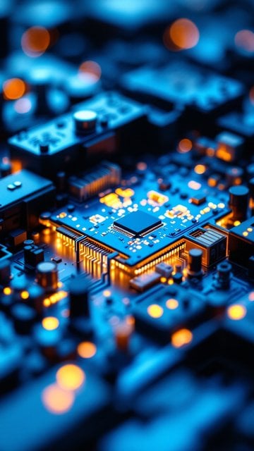 Vibrant Circuit Board Chipset Closeup