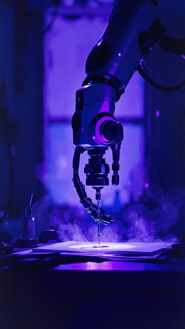 Cybernetic Robot Arm Engraving Tech Wallpaper