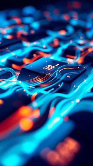 Cybernetic Circuit Board with Glowing Wires