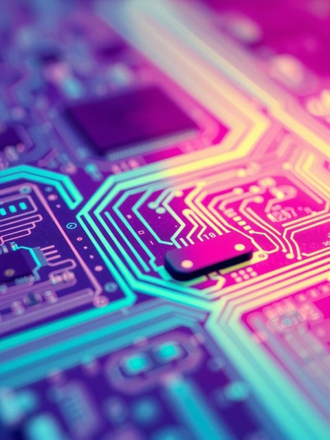 Vibrant Neon Circuit Board