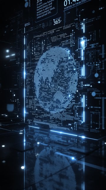 Cyber Blue Earth Digital Interface Wallpaper