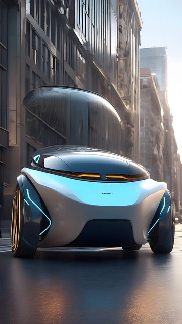 Sleek Futuristic EV in Cyberpunk Cityscape Wallpaper