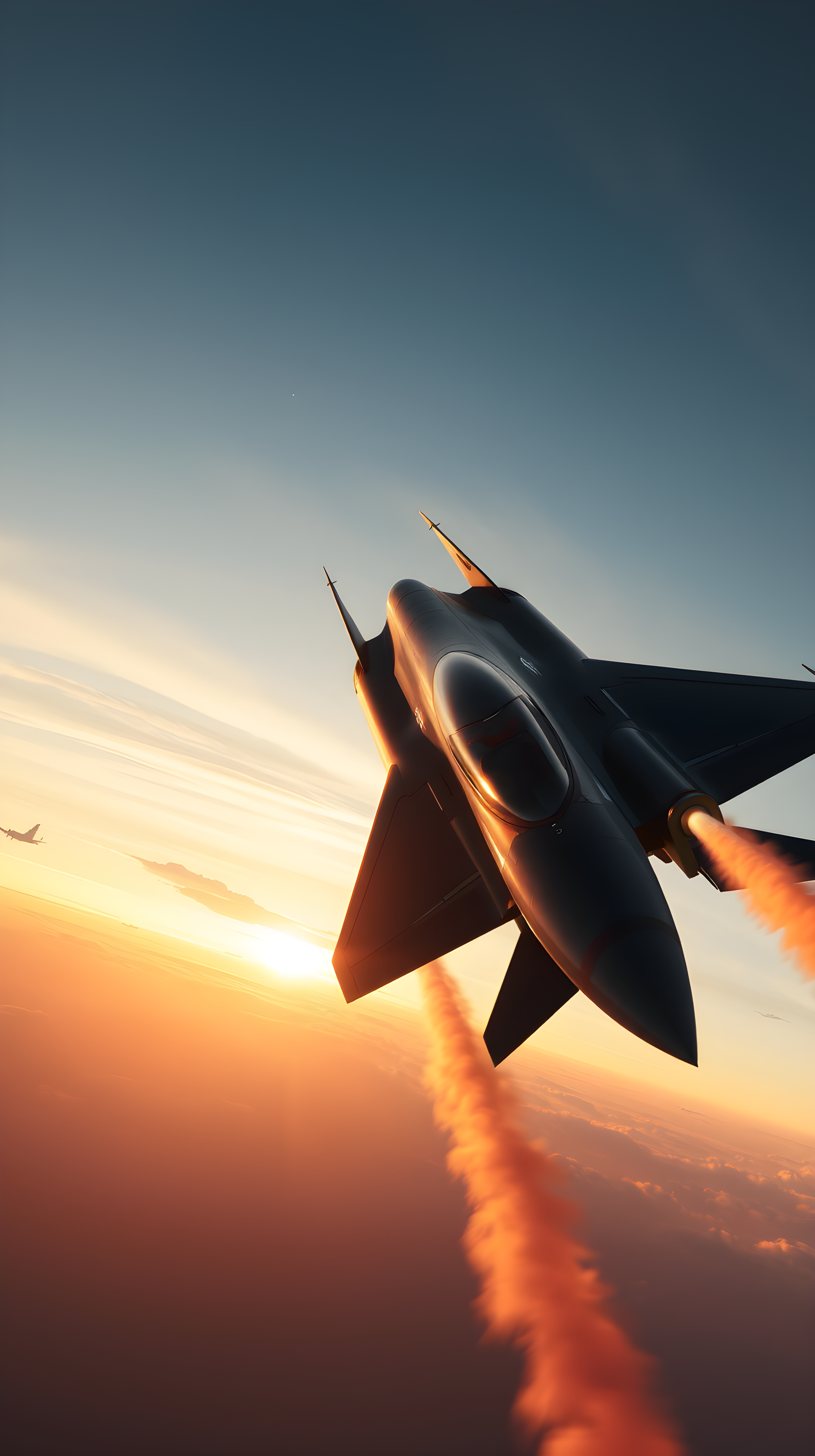 Stealth Fighter Jet Golden Hour Flight Wallpaper, fighter jet, stealth jet, aircraft, aviation, sunset, golden hour