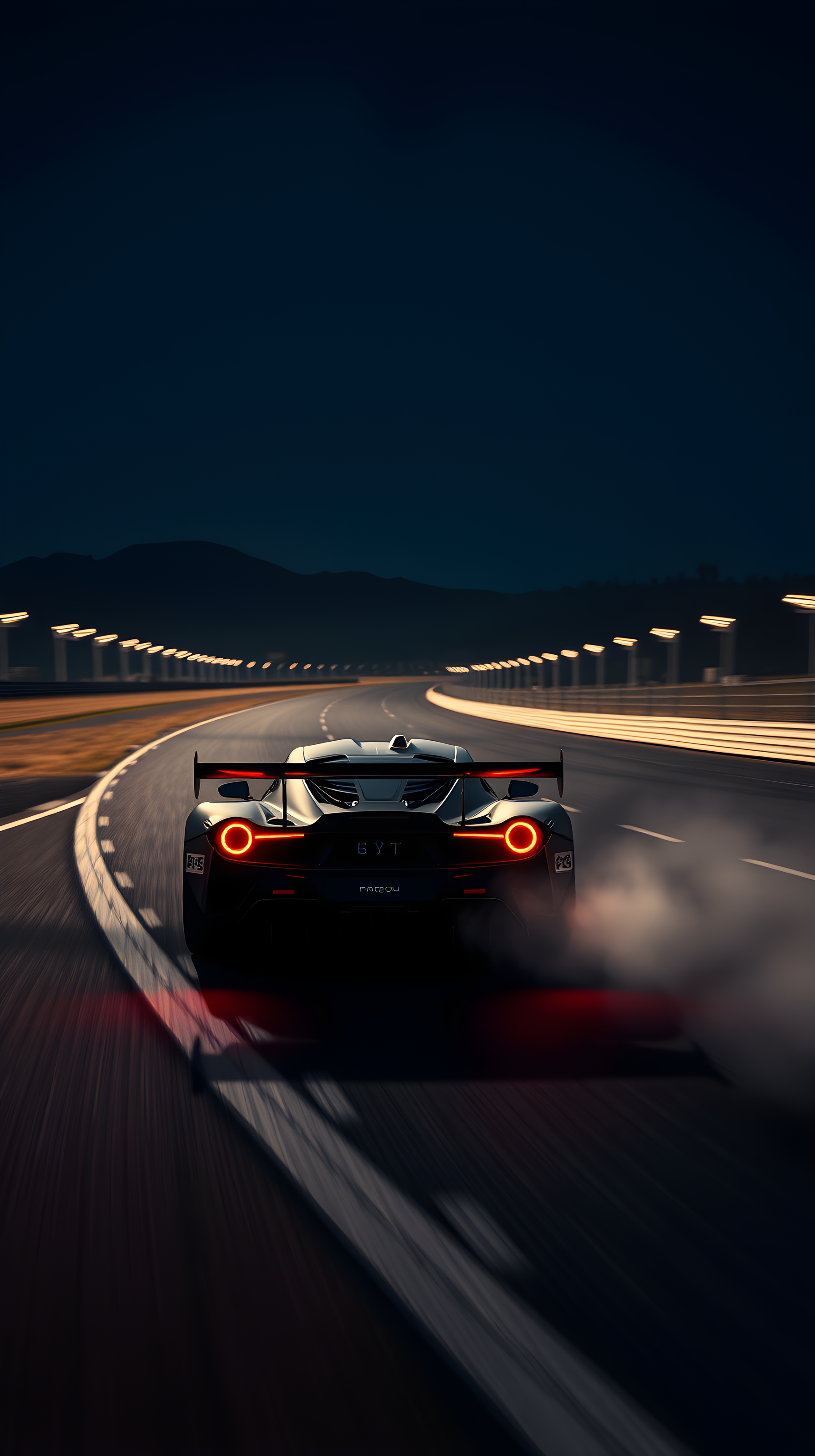 Dynamic Race Car at Night on Track, Speed Blur, race car, sports car, night, racetrack, speed, motion blur