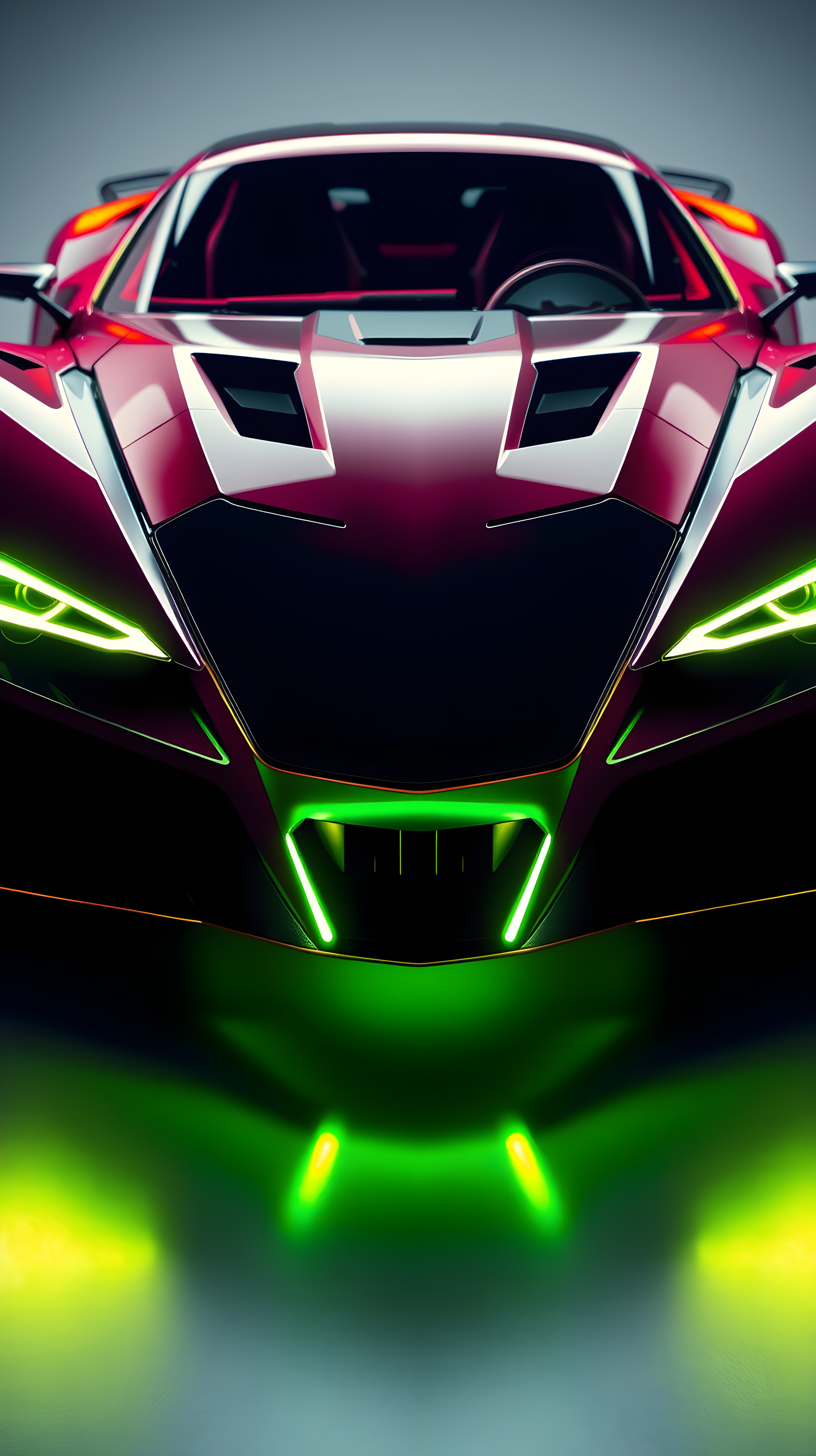 Futuristic Neon Sports Car Wallpaper, futuristic car, neon lights, sports car, cyberpunk, dark wallpaper, green glow
