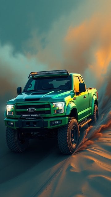 Green Off-Road Truck Desert Adventure Wallpaper