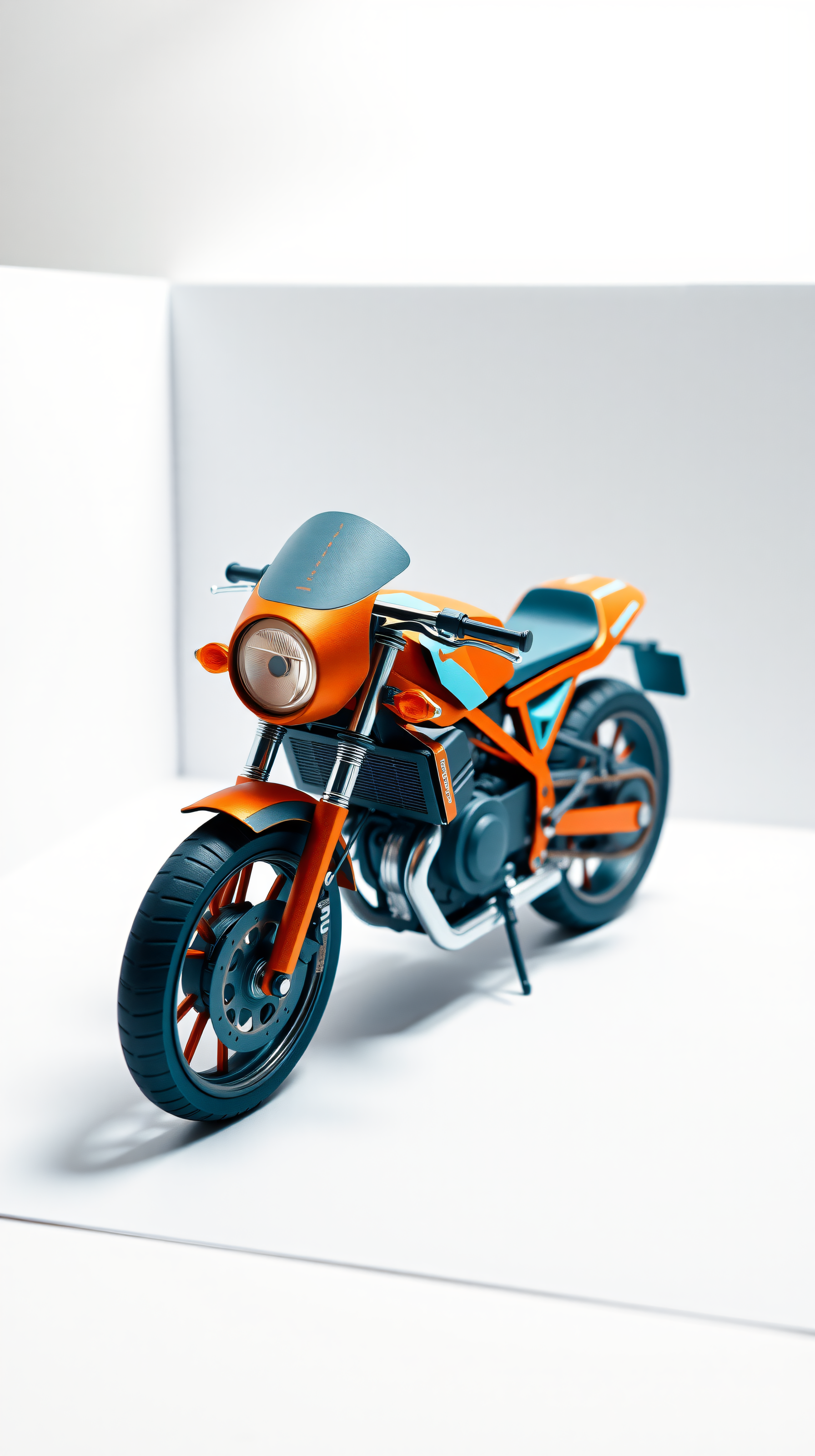 Vibrant Orange and Teal Motorcycle Wallpaper, motorcycle, orange, teal, vehicle, modern, minimalist