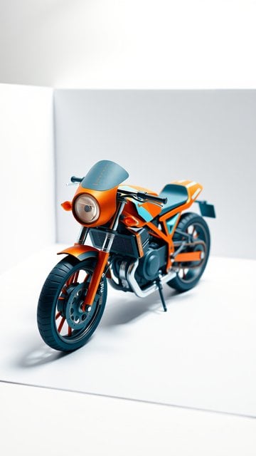 Vibrant Orange and Teal Motorcycle Wallpaper