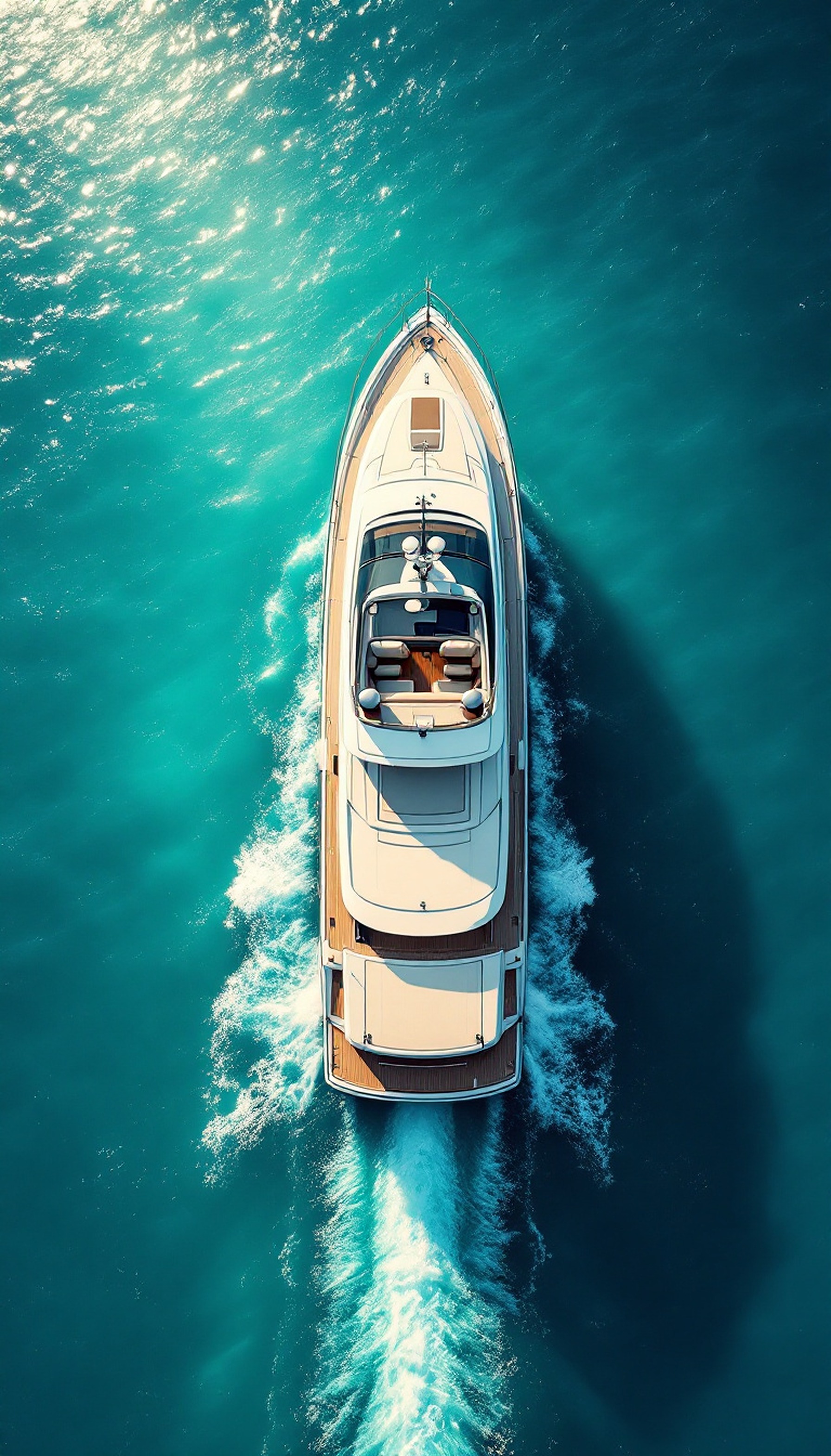 Luxury Yacht on Turquoise Ocean Water Top View, yacht, boat, ocean, sea, turquoise, water