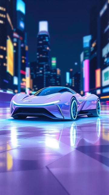 Neon Cyber Car City Night Wallpaper