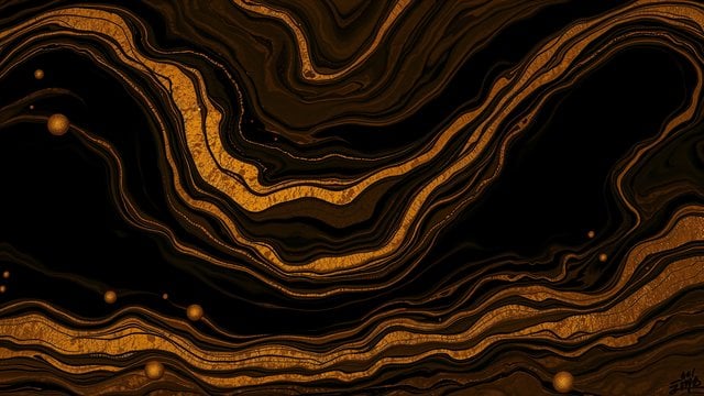 Gold & Black Marble Abstract Fluid Art Wallpaper