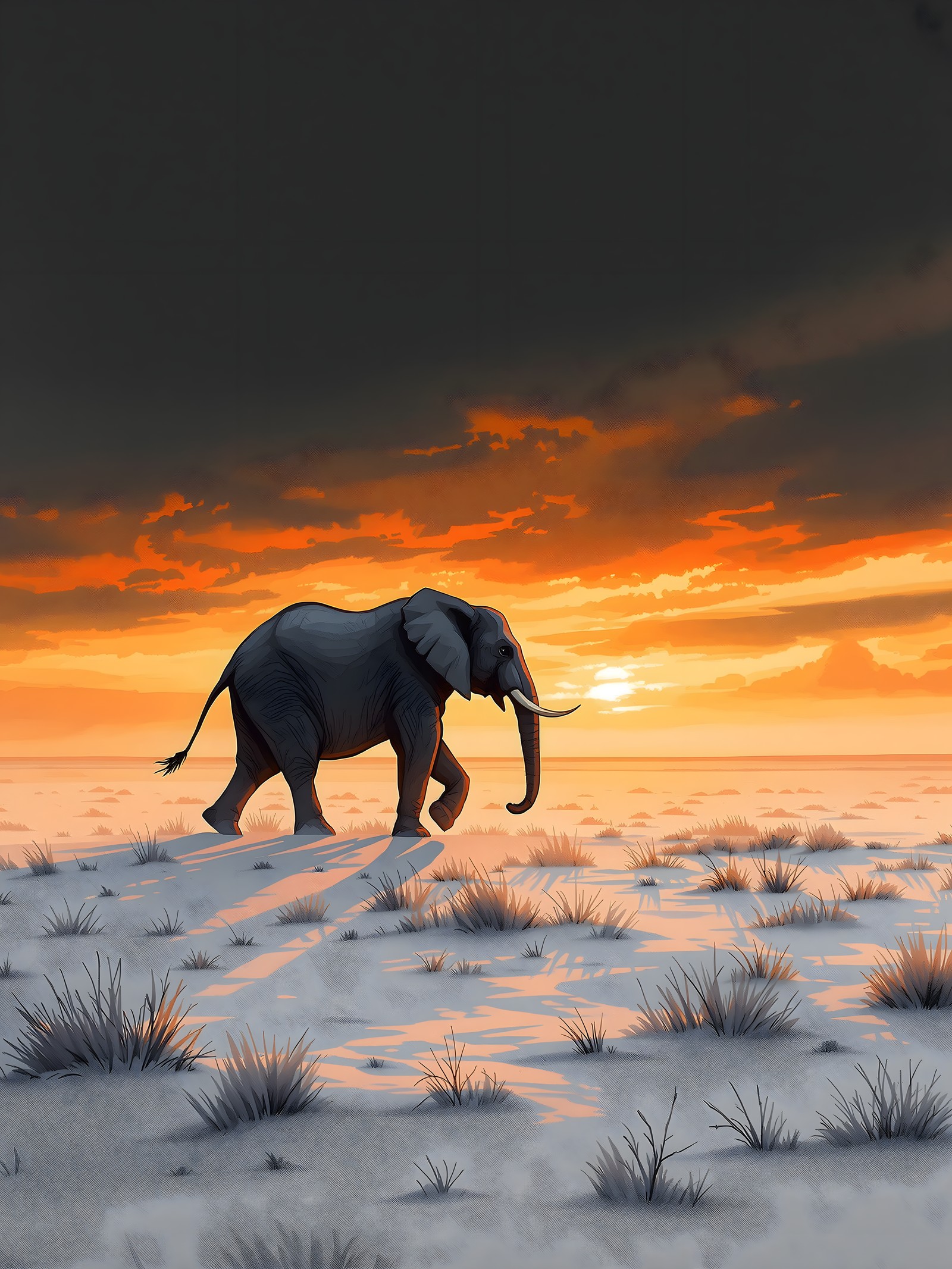 Elephant Silhouette Sunset Savannah Wallpaper, elephant, sunset, savannah, wildlife, animal, african