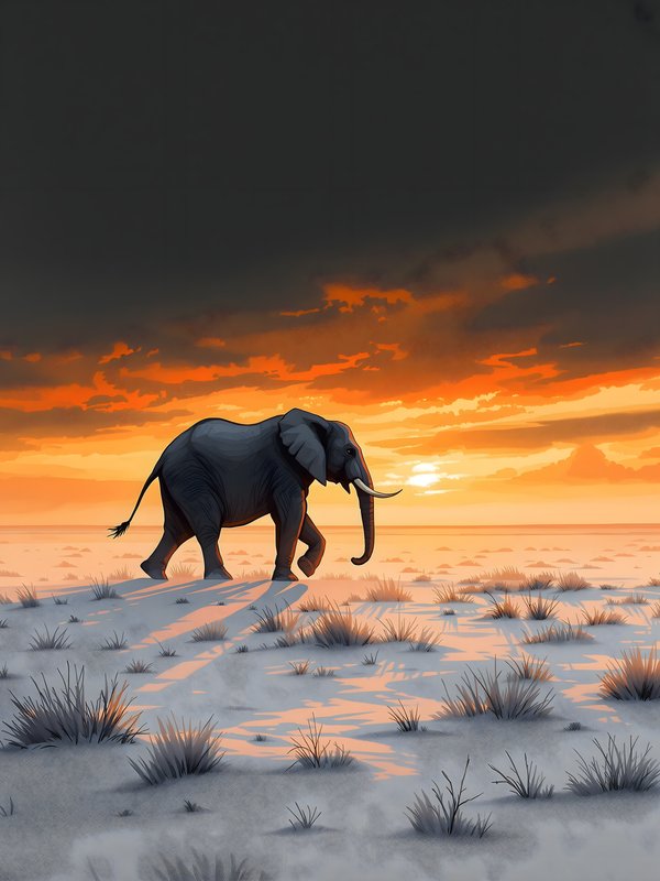 Elephant Silhouette Sunset Savannah Wallpaper