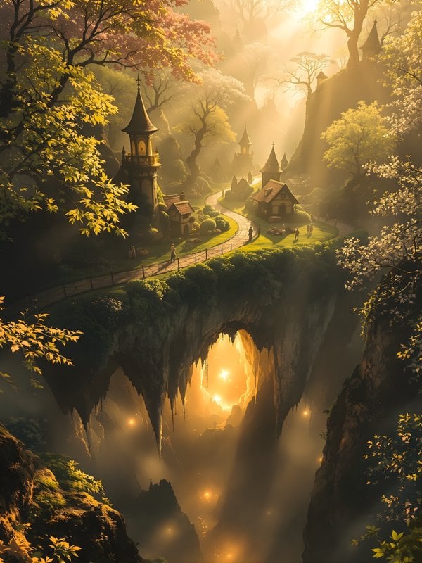 Enchanted Fantasy Village Golden Hour