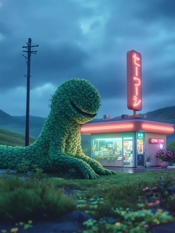 Grassy Monster at Japanese Convenience Store