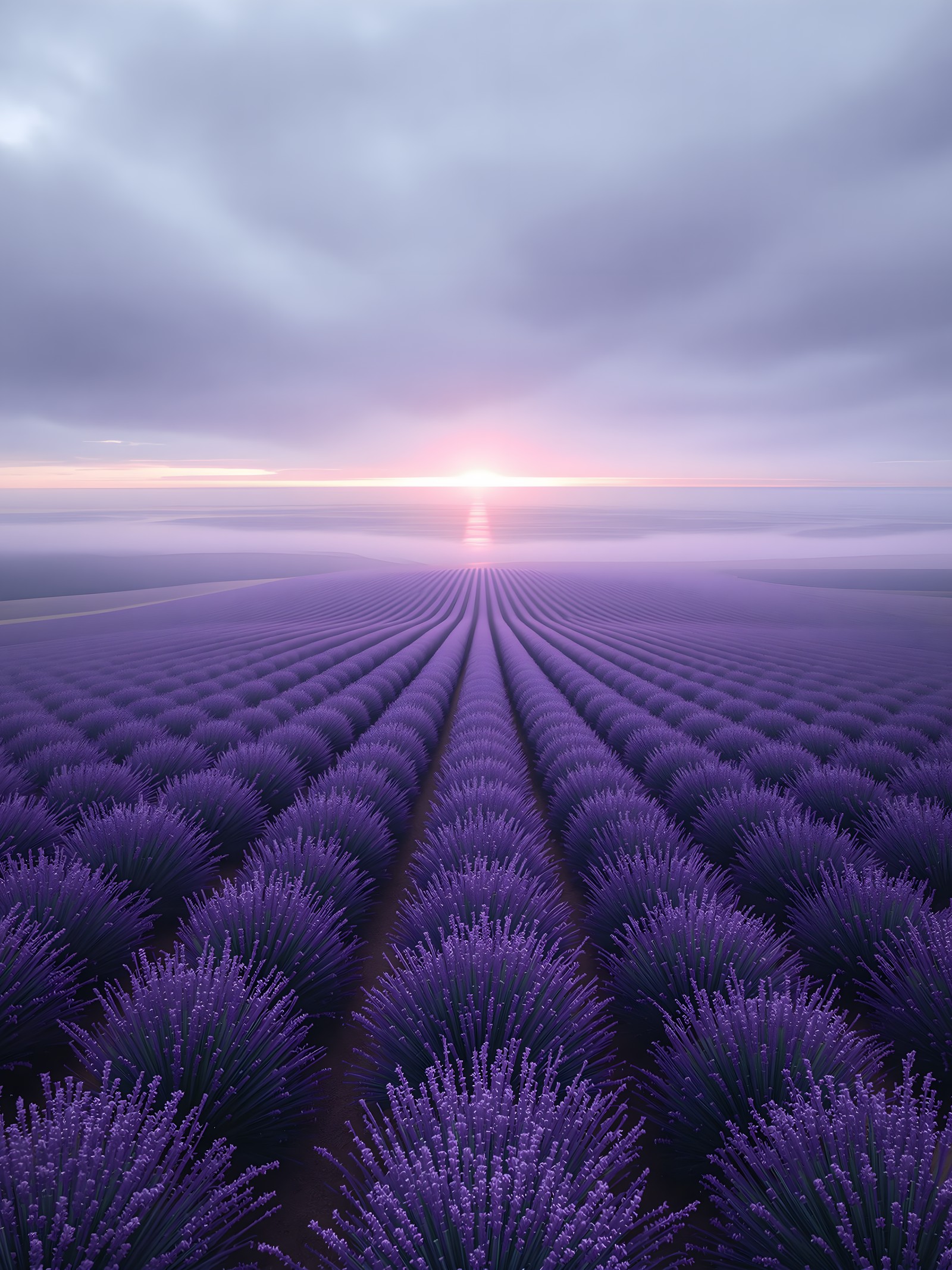 Purple Lavender Field Sunset Aesthetic Wallpaper, lavender field, purple sunset, aesthetic wallpaper, nature background, calm landscape, phone wallpaper