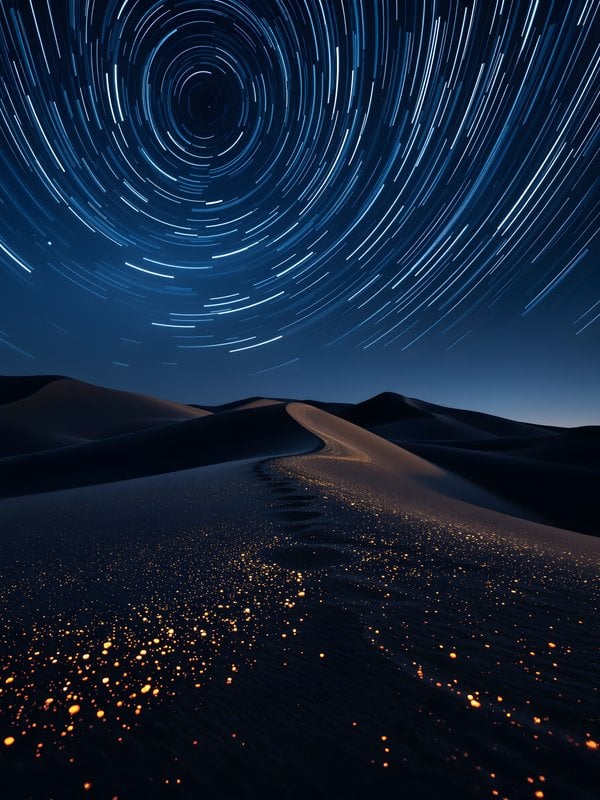 Desert Star Trails Night Sky Wallpaper